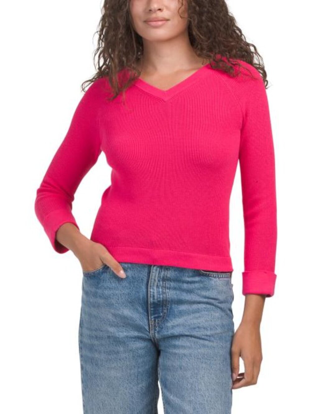 WINDSOR & WHITE Shaker Knit V-neck Sweater